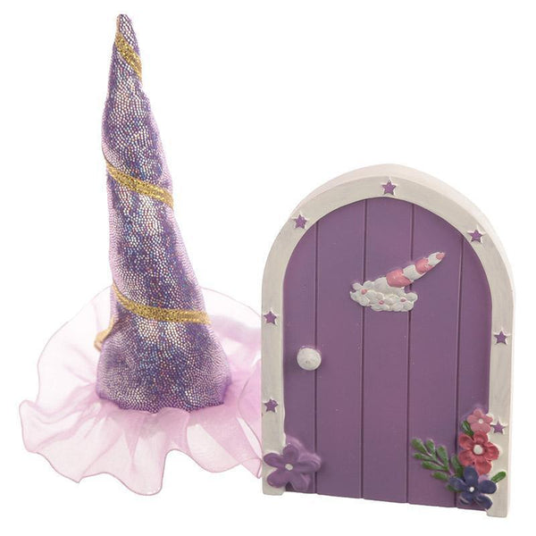 Magic Door - Cute Collectable Unicorn Horn Party Hat & Magic Door - Believe In Unicorns - Glitter Gift Set