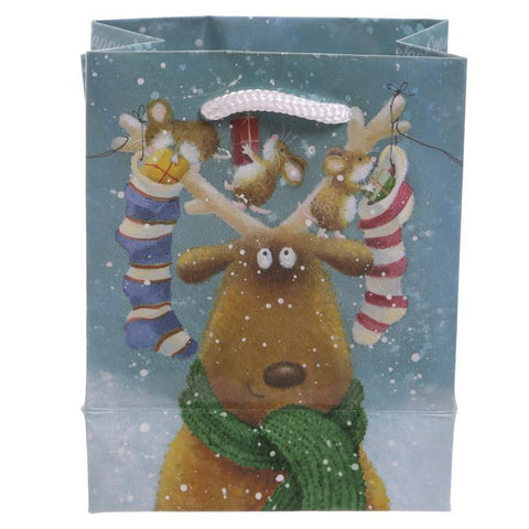 Pack Of 6 Gift Bags - Pack Of 6 - Christmas Reindeer Party Gift Bags 14 X 6 X 11cm (Pk6)