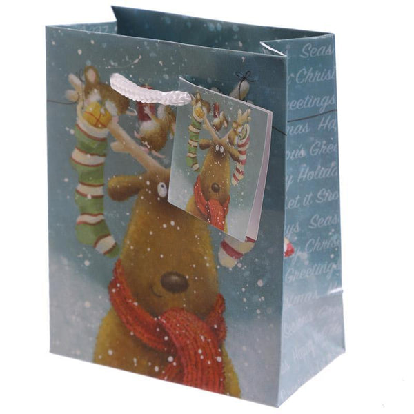 Pack Of 6 Gift Bags - Pack Of 6 - Christmas Reindeer Party Gift Bags 14 X 6 X 11cm (Pk6)