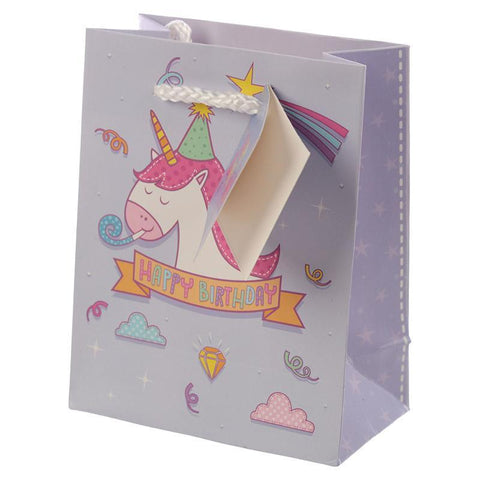 Pack Of 6 Gift Bags - Pack Of 6 - Rainbow Unicorn Design Gift Party Bags 14 X 6 X 11cm (Pk6)