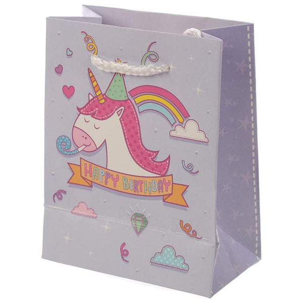 Pack Of 6 Gift Bags - Pack Of 6 - Rainbow Unicorn Design Gift Party Bags 14 X 6 X 11cm (Pk6)
