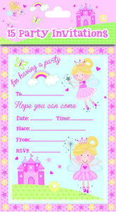 Partyware - 8 Pack Pink Fairy Party Invitations - Partyware - 8PK
