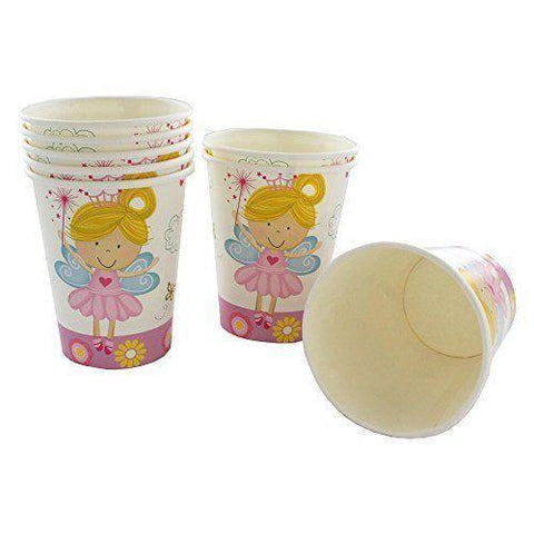 Partyware - 8 Pack Pink & White Fairy Paper Cups - Partyware - 8PK 9OZ