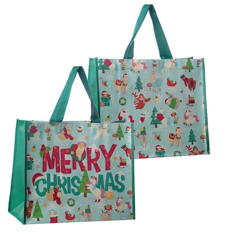 Shopping Bag - Festive Christmas Animals Shopping Bag Design Durable Reusable Shopping Bag