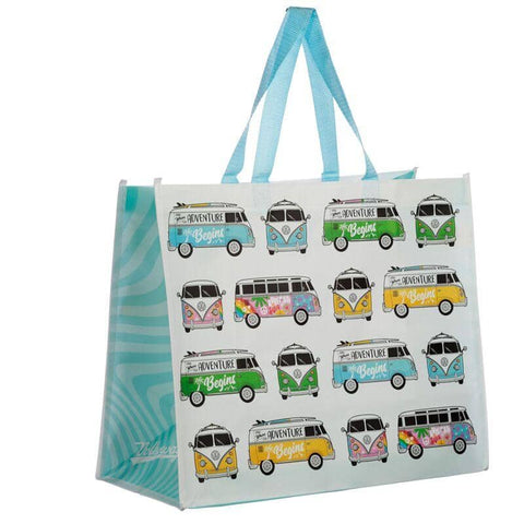 Shopping Bag - Volkswagen VW T1 Camper Bus Design Reusable Shopping Bag - Summer Love Surf