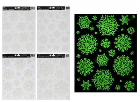 Stickers - GLOW IN THE DARK SNOWFLAKE  WINDOW STICKERS