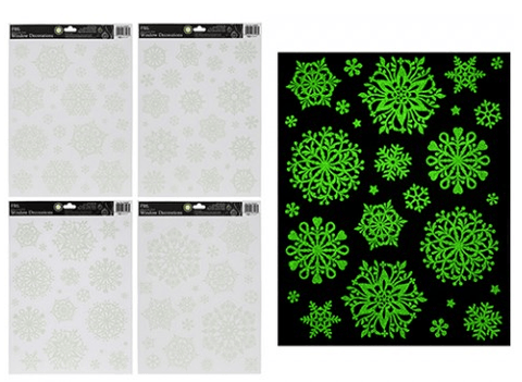 Stickers - GLOW IN THE DARK SNOWFLAKE  WINDOW STICKERS