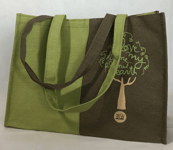 Tote Bag - I Love My Home....Planet Earth - Jute Shopper Tote