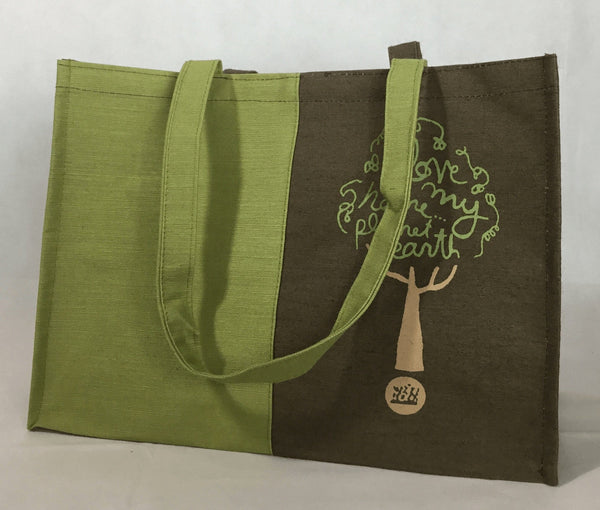 Tote Bag - I Love My Home....Planet Earth - Jute Shopper Tote