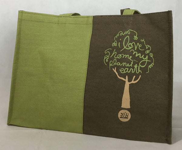 Tote Bag - I Love My Home....Planet Earth - Jute Shopper Tote