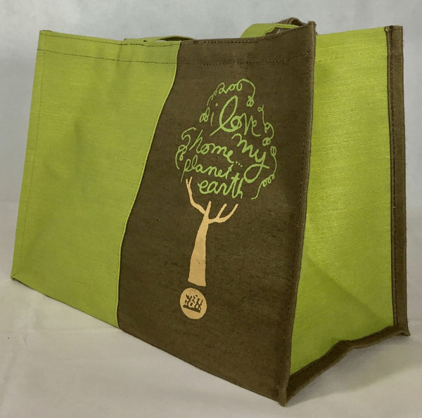 Tote Bag - I Love My Home....Planet Earth - Jute Shopper Tote