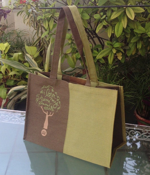Tote Bag - I Love My Planet - Jute Tote