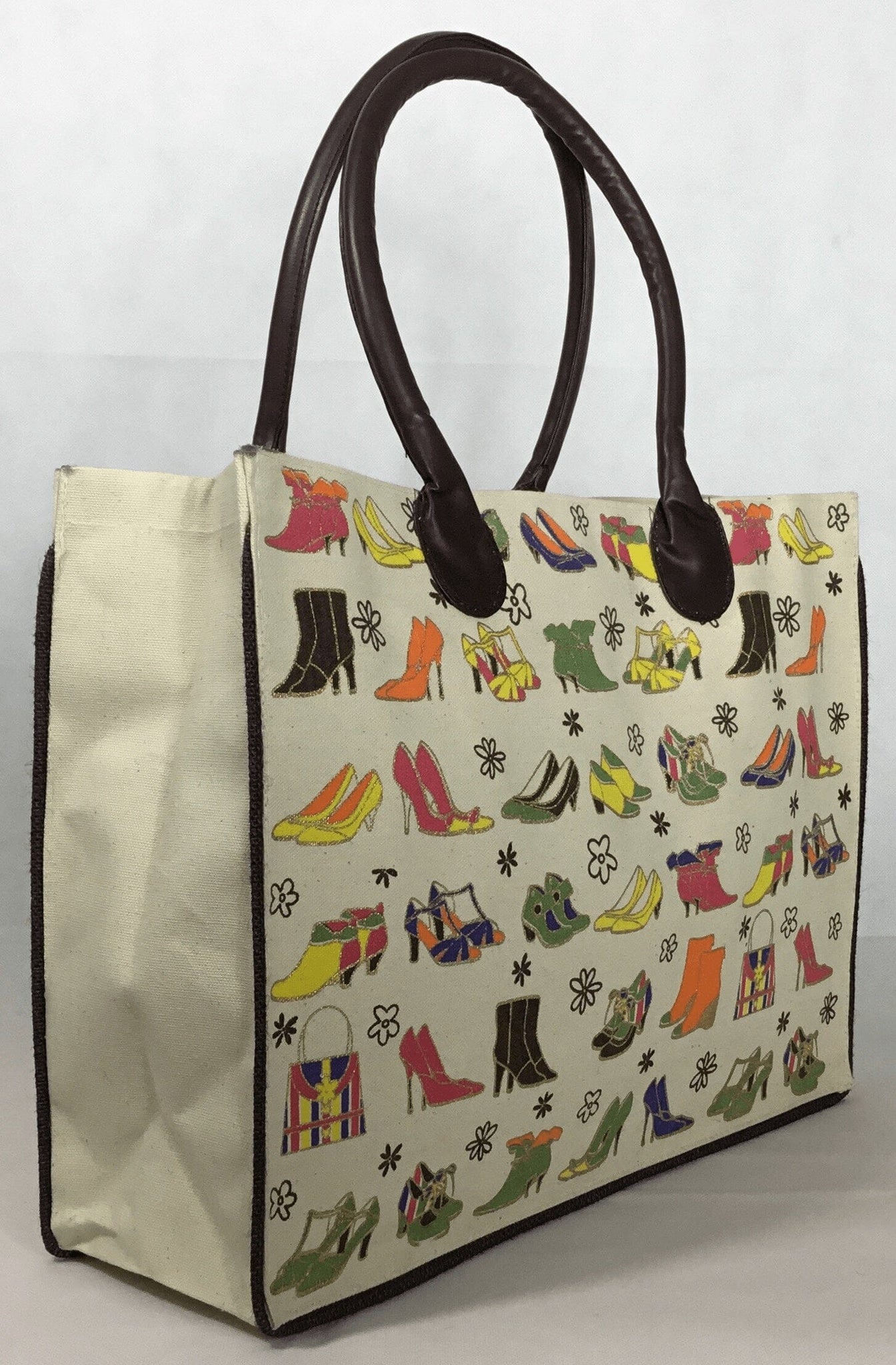 Tote Bag - Large Canvas Shoe Design Shopper Bag -  Tote