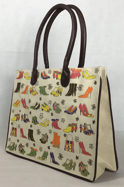 Tote Bag - Large Canvas Shoe Design Shopper Bag -  Tote