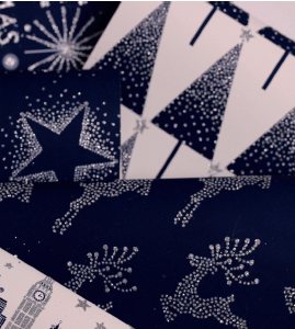 Glitter Rollwrap Paper Gift Wrap Roll - 2M - Christmas Sparkle on navy