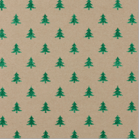 Glitter Kraft Paper Gift Wrap Roll - 2M - Mini Green Tree