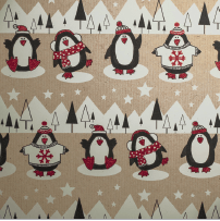 Glitter Kraft Paper Gift Wrap Roll - 2M - Lapland Penguins