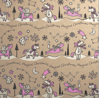Printed Kraft Paper Gift Wrap Pack 1 Roll - 3M - Doodles Christmas Pink Unicorn