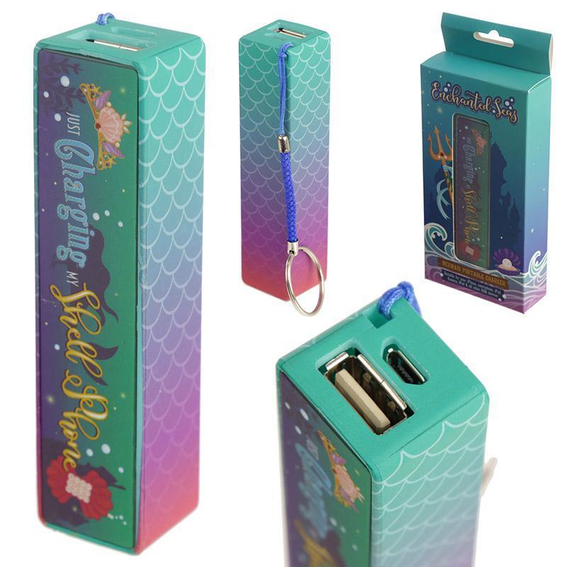 USB Charger Power Bank - Enchanted Seas Mermaid Design Portable USB Charger Power Bank Key-ring