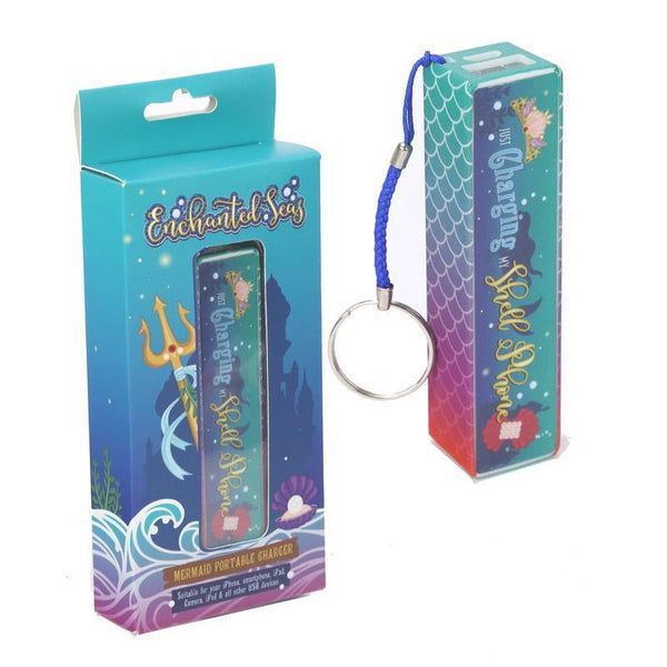 USB Charger Power Bank - Enchanted Seas Mermaid Design Portable USB Charger Power Bank Key-ring