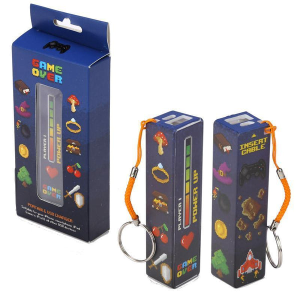 USB Charger Power Bank - Game Over Design Portable USB Charger Power Bank Key-ring
