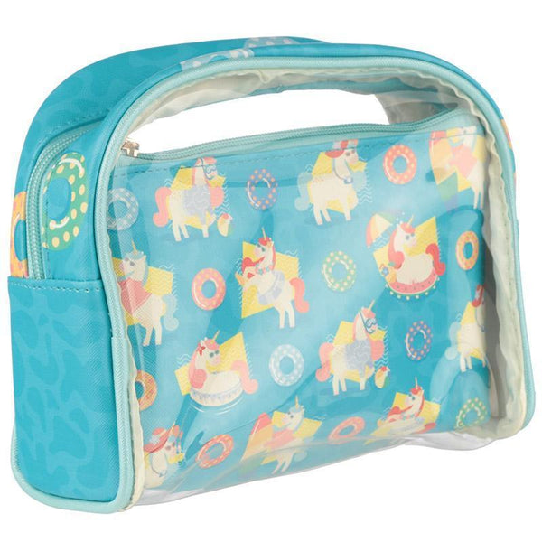 Wash Bag - Set Of 3 Handy Make Up Toilette Vanity Wash Bag Set - Tropical Unicorn