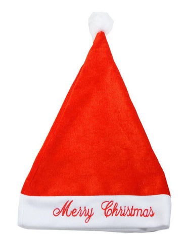 Woolly Hat - Plush Santa Hat With Embroidery - Deluxe Adult Size